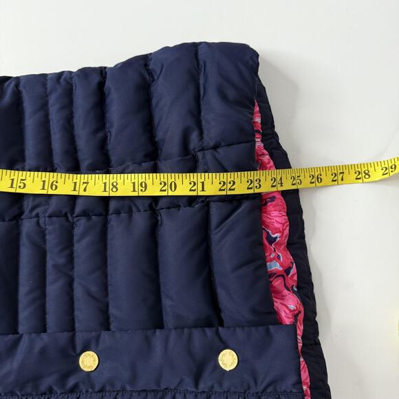 Lilly Pulitzer Vest Womens Large Navy Quilted Puffer Down Pink Print Lining - Picture 10 of 11